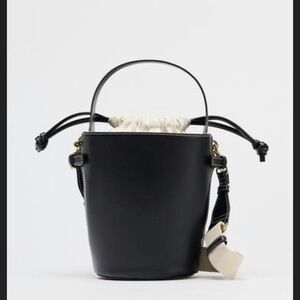 NWT Zara Black Bucket Bag